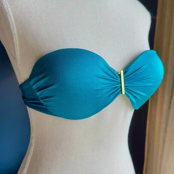 Teal Turquoise Strapless Bikini Top - Picture 2 of 7